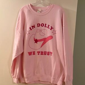 Altar'd State Pink 'In Dolly We Trust' Graphic Sweatshirt